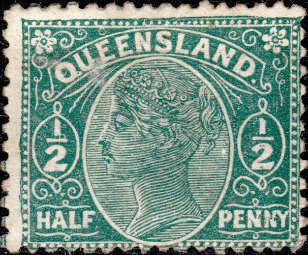 AUSTRALIA / QUEENSLAND 1890 - SG186 1/2d deep blue-green p.12-1/2 - Fine Used