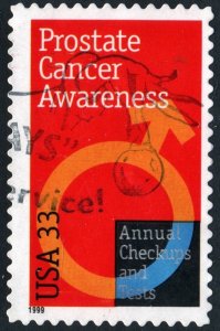 SC#3315 33¢ Prostate Cancer Awareness Single (1999) Used