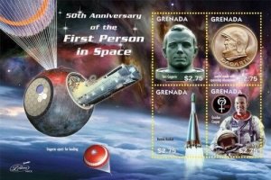 Grenada 2011 - First Person in Space 50th Anniversary Stamp Sheet of 4 - MNH