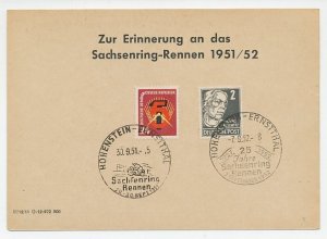 Card / Postmark Germany 1951 Motor Race Hohenstein
