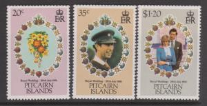 Pitcairn Islands 1981 Royal Wedding Set Sc#206-208 MNH