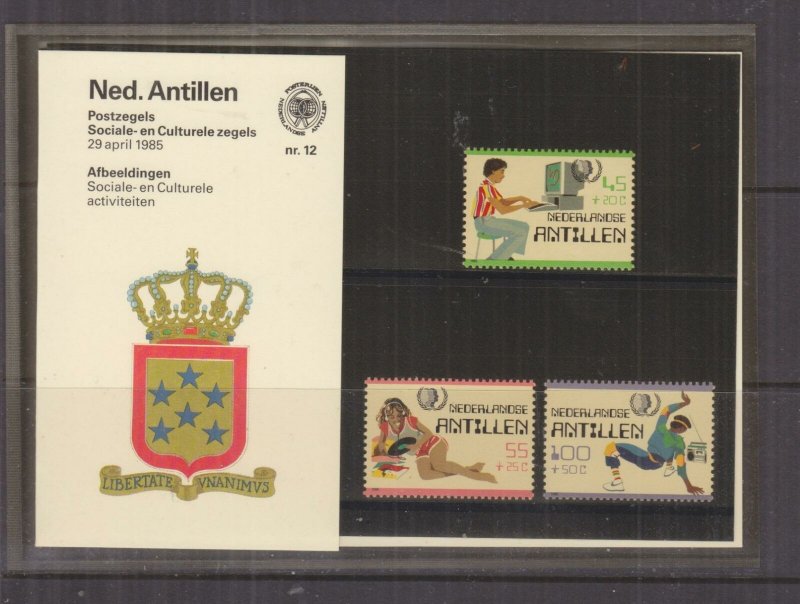 NETHERLANDS ANTILLES,1985 Social Welfare Fund set of 3, Folder 12