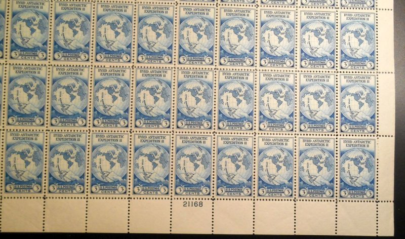 1933 Byrd Antarctic  Sc 733 full sheet of 50 select quality 3c flat plate