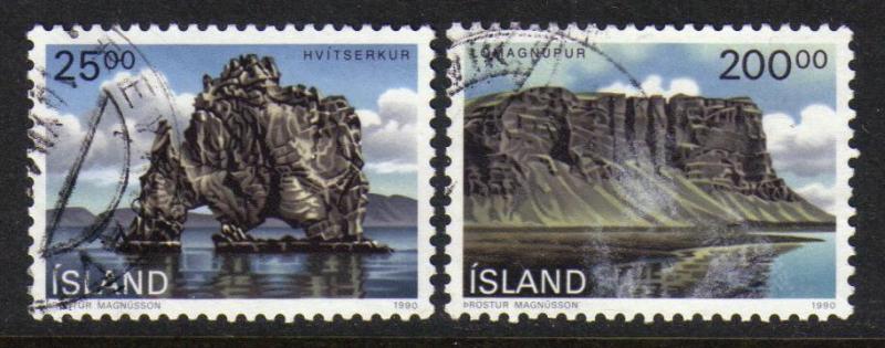 Iceland #713-714 used set, 1990 landscape issues