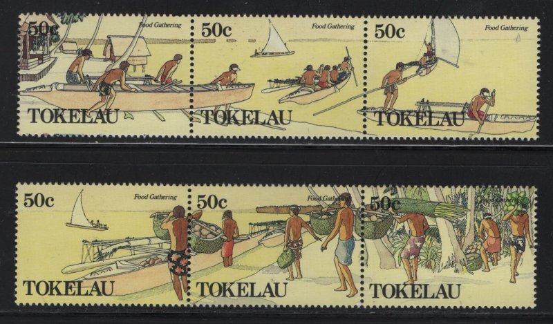 Tokelau  174A-177A (2) STRIP OF 3, HINGED, 1990 Men's handicrafts