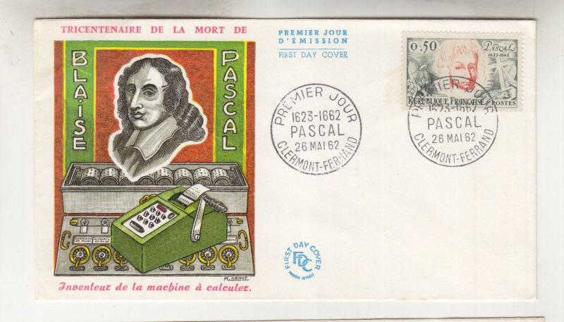 FRANCE, 1962 Pascal 50c., Illustrated unaddressed First day cover.