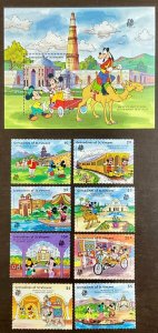 St Vincent Grenadines Disney Mickey’s Visit to India s/s  plus 8 singles 1989