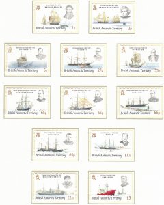 BRITISH ANTARCTIC 2008 Explorers and Ships; Scott 387-98, SG 461-72; MNH