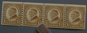 United States #598 1 1/2 Cent Harding Coil Strip of Four MNH