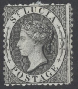 St. Lucia Sc# 7 Mint (no gum) 1864 1p black Queen Victoria