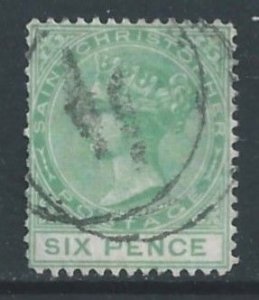 St. Christopher #7 Used 6p Queen Victoria - Wmk. 1 - Perf 14