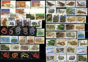 Snake Lizard Iguana on Stamps Reptile Postage Collection Animal Kingdom Topical