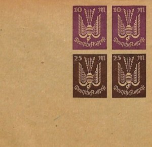 GERMANY Air Mail 1920s Cover 25m+10m COMPOUND DIE Postal Stationery BIRDS XZ96