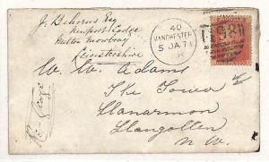 GB WALES Denbighs *The TOWER Llangollen* 1871 Cover ex Manchester Duplex RR65 