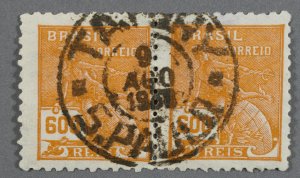 Brazil #439 Used Fine Pair S.PAULO Place Cancel Date 9 AGO 1937 Wm 249