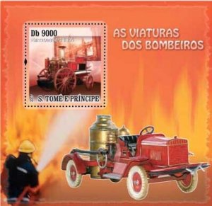 St Thomas - Fire Engines on Stamps -  Stamp Souvenir Sheet ST73D32