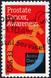 SC#3315 33¢ Prostate Cancer Awareness Single (1999) Used