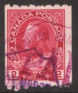 Rare 1913 Canada Sc #124 - KGV Admiral -  2¢ Coil Stamp - Used Est$40