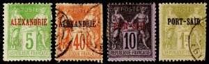 France Offices in Egypt Scott A 5, 11, PS 5, 13 (1899) U/M H G-F, CV $48.00 C