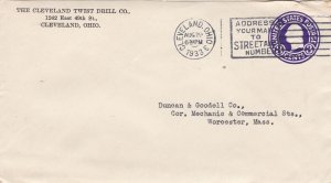U.S. THE CLEVELAND TWIST DRILL CO. Ohio 1933 Mail Slogan Pre Paid Cover Rf 47548