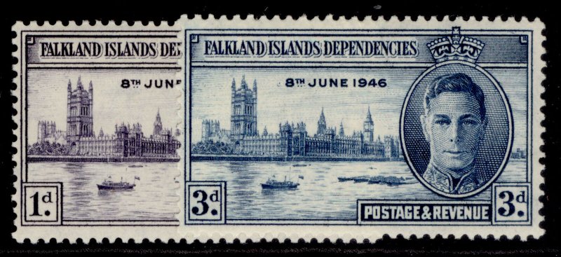 FALKLAND ISLANDS - Dependencies GVI SG G17-G18, 1946 VICTORY set, LH MINT.