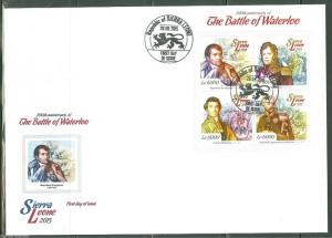 SIERRA LEONE 2015 200th ANNIVERSARY OF THE BATTLE OF WATERLOO SHEET FDC