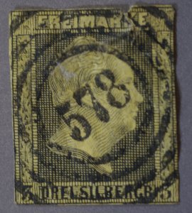 German States Prussia #5 Used Concentric Circles Cancel w/ Numeral 578