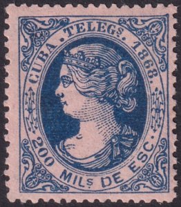 Cuba 1868 telégrafo Ed 1 telegraph MNH** light creases