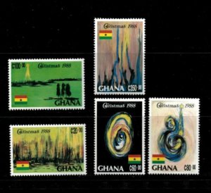 Ghana 1988 - Religion, Christmas, Art - Set of 5 Stamps - Scott #1068-72 - MNH