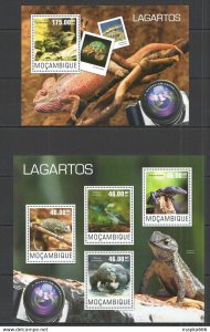 2014 Mozambique Fauna Reptiles Lizards Lagartos Kb+Bl ** St2435