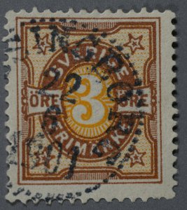 Sweden #54 Used Fine/VF Place Cancel ...SINGBORG Date 22 6 1901