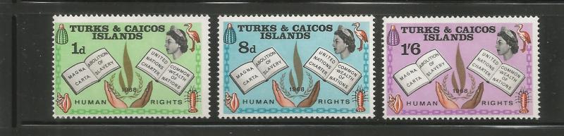 TURKS & CAICOS  175-177   MNH,  INTERNATIONAL HUMAN RIGHTS YEAR