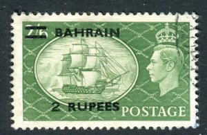 Bahrain 1950 KGVI. 2r on 2/6d yellow green. Used. SG77.