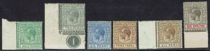 BAHAMAS 1921 KGV RANGE TO 1/- MNH ** WMK MULTI SCRIPT CA