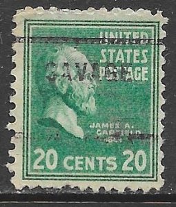 USA 825: 20c James A. Garfield, single, local precancel, used, VF