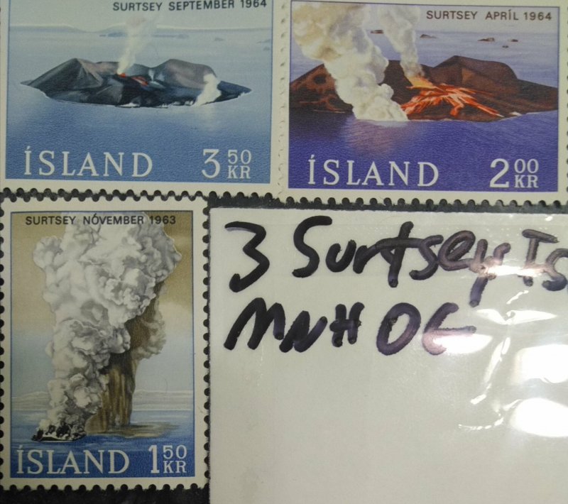 SURTSEY (Iceland): 3 Different Stamps Unused MNH OG Worldwide Foreign