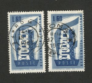 ITALY - 2 USED STAMPS -EUROPA CEPT  , 60 L - 1956.