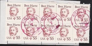 USA 1987 $5 Bret Harte block of 10 used on piece..........…………………..........A5696