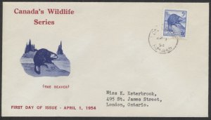 1954 #336 5c Beaver FDC Personal Cachet London ONT Sub No 8 CDS