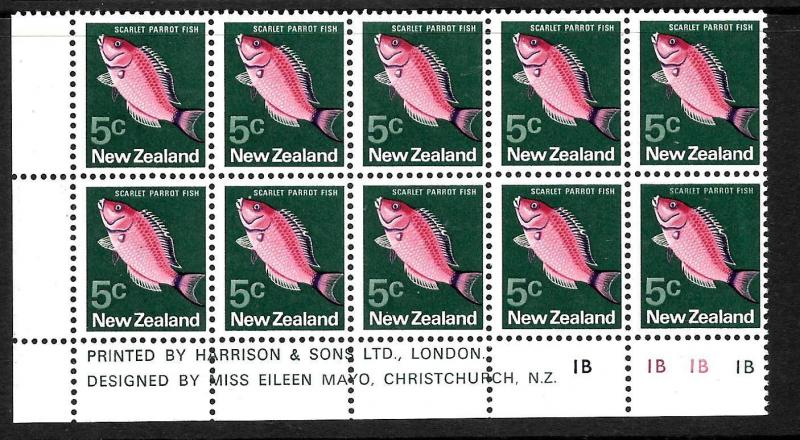 NEW ZEALAND  1970   5c   PICTORIAL   MNH   PLATE  BLK 10 #1B1B1B1B 