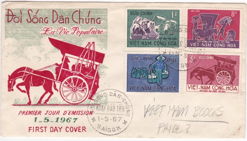 Vietnam (South) # 307-310, Labor Day, Occupations, First Day Cover