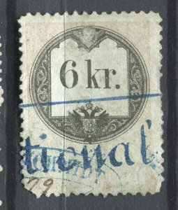 AUSTRIA; 1870s classic early Revenue issue fine used 6Kr. value