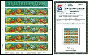 Scott 3320c 1999 33c Fish Mint Sheet Cat $275 OVERALL TAGGING with PSE CERT!