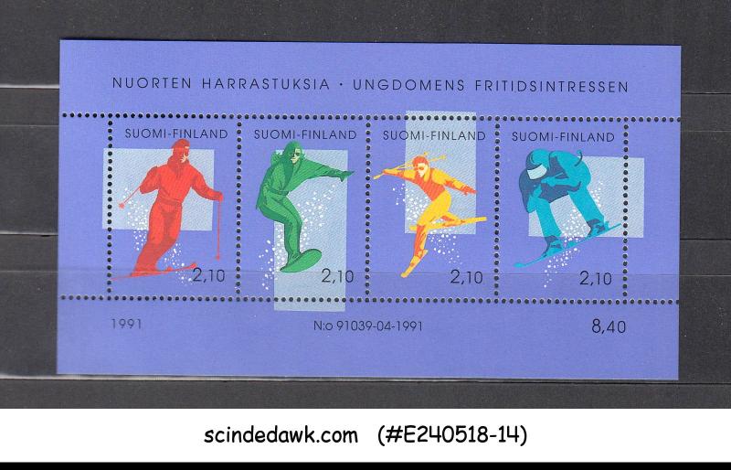 FINLAND - 1991 WINTER SPORTS / SKIING SNOWBOARDING MIN/SHT MNH