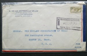 COLOMBIA 1948 Registered cover to USA - see back for stamps 