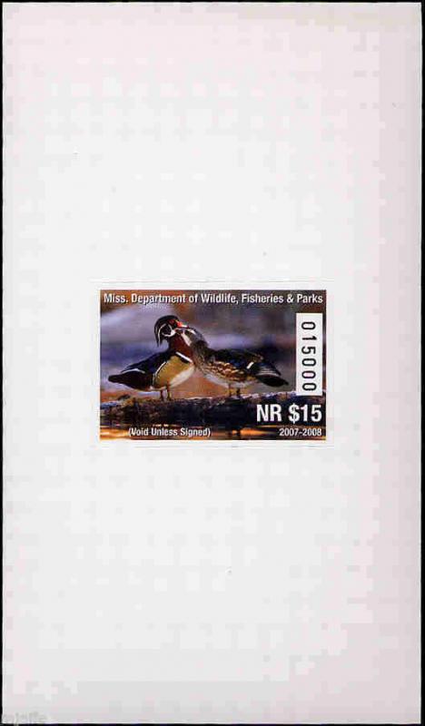 MISSISSIPPI #32AN 2007 STATE DUCK WOOD DUCK HUNTER TYPE NR by Joe MacHudspeth