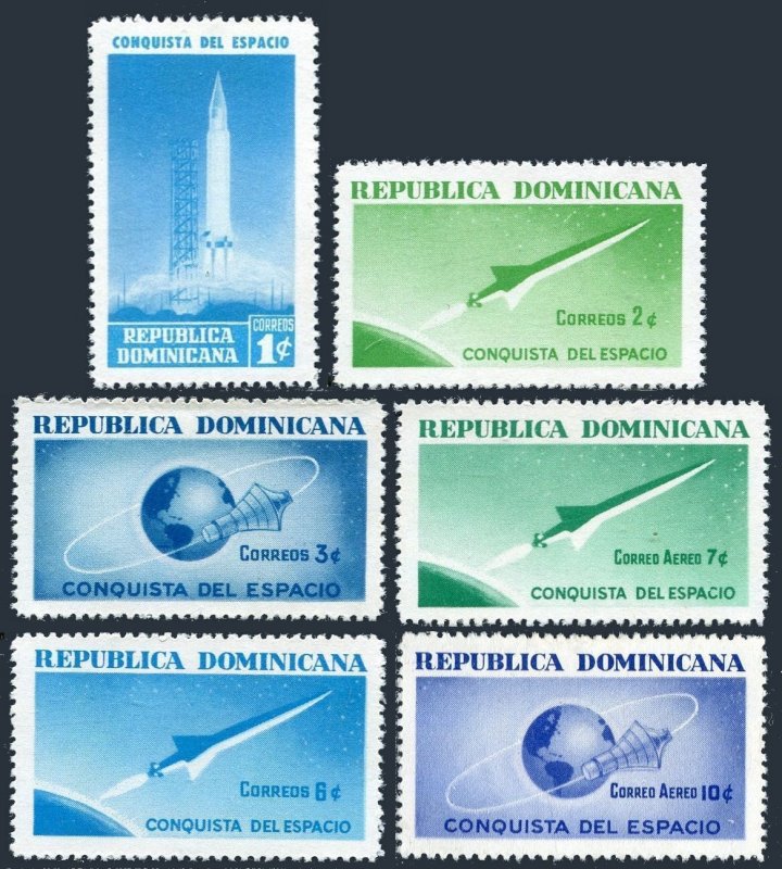 Dominican Rep 598-601,C135-C136, C136a,MNH. Mi 836-841. Conquest of space, 1964.