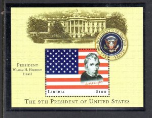 LIBERIA 2000 9TH PRESIDENT OF THE U.S HARRISON MINT VF NH O.G S/S (35LI)