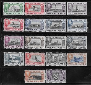 FALKLAND IS. SCOTT #84-96/101-102 GEORGE VI SET (18 STAMPS) MINT XLH /NH