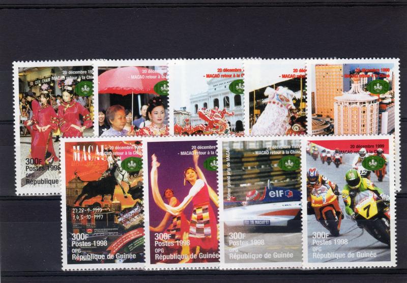 Guinea 1998 Macao Return to China/Motorcycles/Formula 1/Dancers Music Sheetlet 9